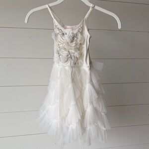 White ivory tutu du monde Tulle Dress with Silver Embellishments